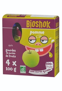 Bioshok Gourde dessert pomme bio pack 4*100g - 1585